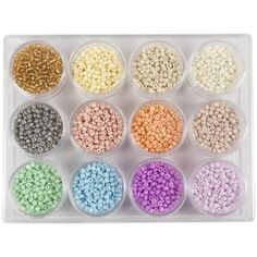 Assortiment de perles de rocaille - Pastels - 3 mm - 12 x 17 g