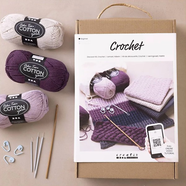 Kit DIY Débutant - Tout pour apprendre le crochet - Kit crochet - Creavea