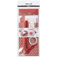 Mini kit créatif papier Noël - Rouge et Blanc - 13 pcs