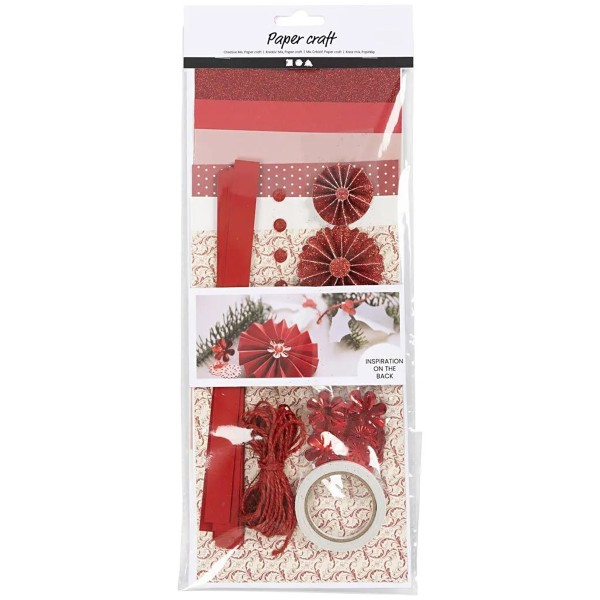 Mini kit créatif papier Noël - Rouge et Crème - 13 pcs - Photo n°1