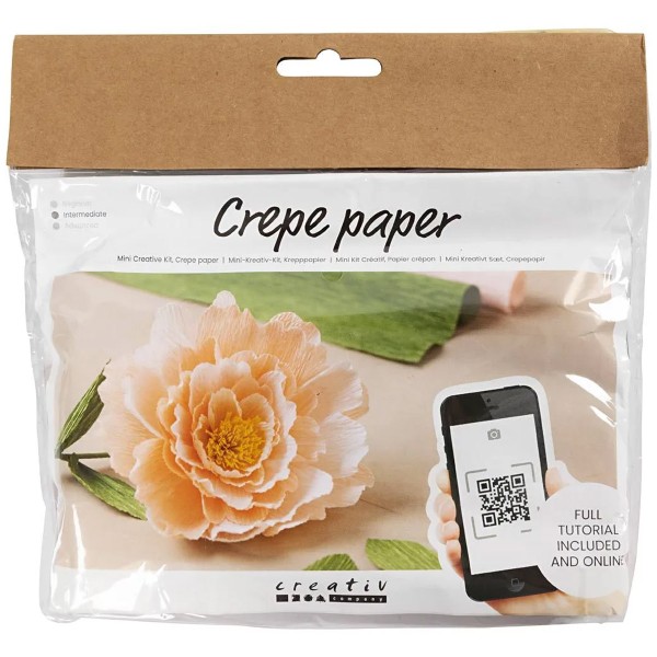 Mini kit DIY fleurs en papier crépon - Pivoine - Photo n°1