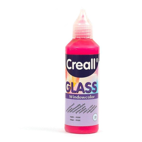 Peinture repositionnable pour vitres Creall Glass 80 ml - rose fluo - Photo n°1