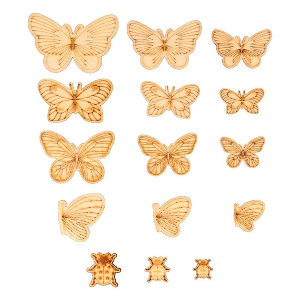 21 mini décorations en bois Papillons - Photo n°1