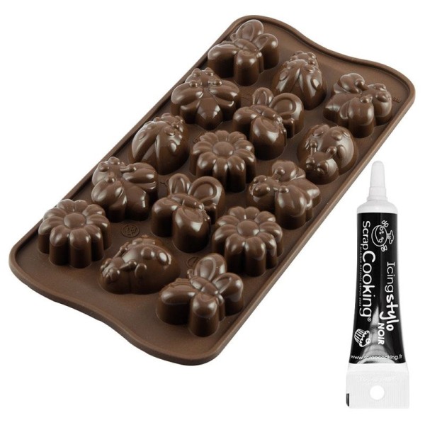 Moule à chocolat Printemps + Stylo de glaçage noir - Photo n°1