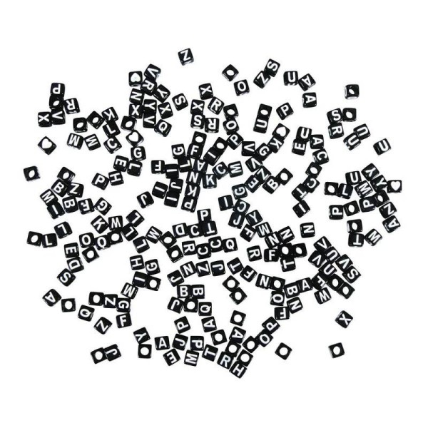 Perles Alphabet carrées noires 5 x 5 mm - Photo n°1