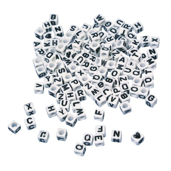 Perles Alphabet carrées blanches 5 x 5 mm - Photo n°1