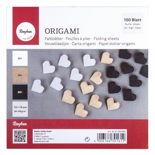 Cent feuilles à plier origami Quinze x Quinze cm - blanc-beige-noir - Photo n°1