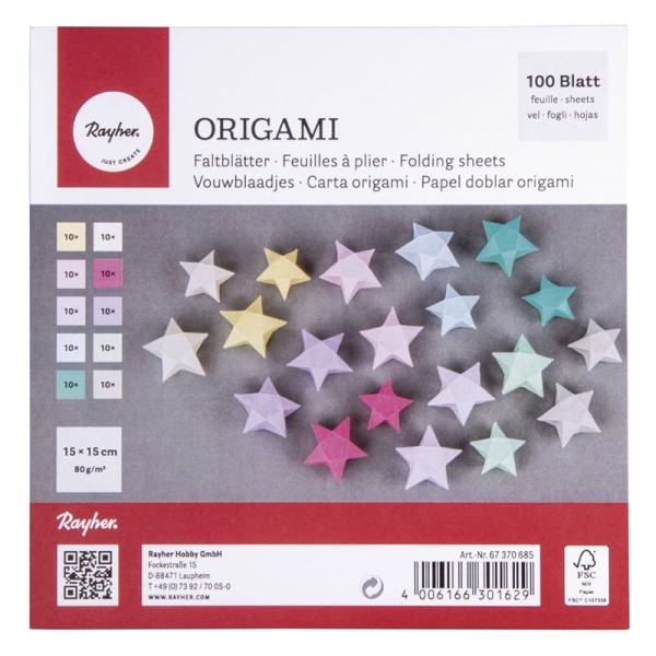 Cent feuilles à plier origami Quinze x Quinze cm - multicolore - Photo n°1