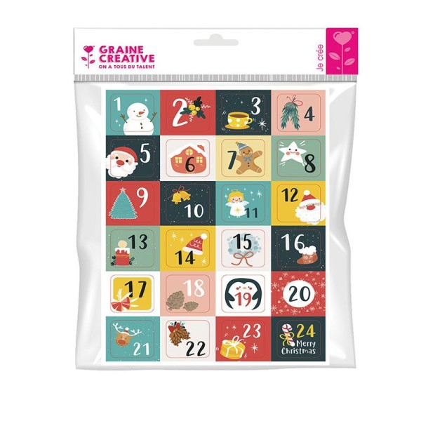 24 stickers Chiffres pour calendrier de l'avent - Photo n°1