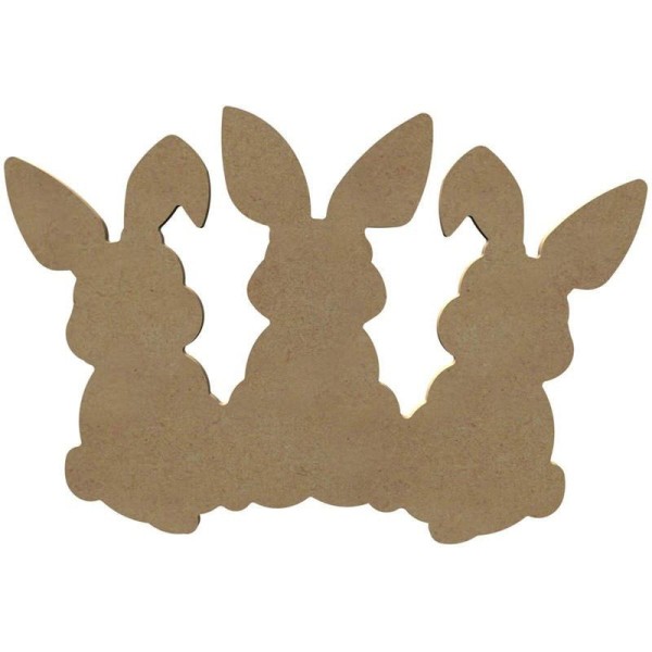 3 lapins en bois MDF à décorer - 26 cm - Photo n°1