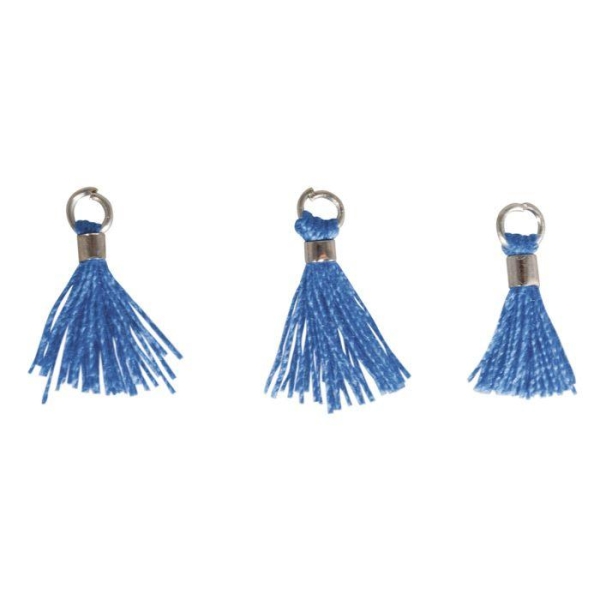 3 Mini-Pompons Avec Œillet 15 Mm - Bleu - Photo n°1