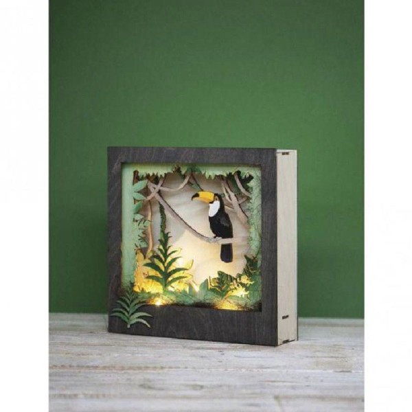 Cadre décoratif en bois à motif 3D - 24 x 24 x 6,5 cm - Toucan - Photo n°1
