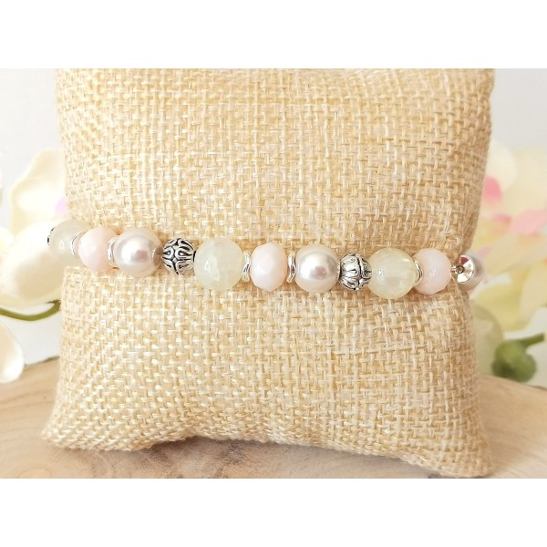 Kit bracelet perles en verre beige - Photo n°2