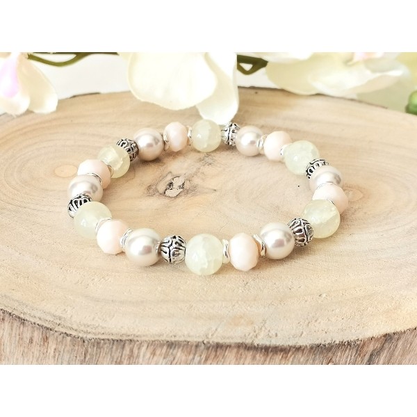 Kit bracelet perles en verre beige - Photo n°1