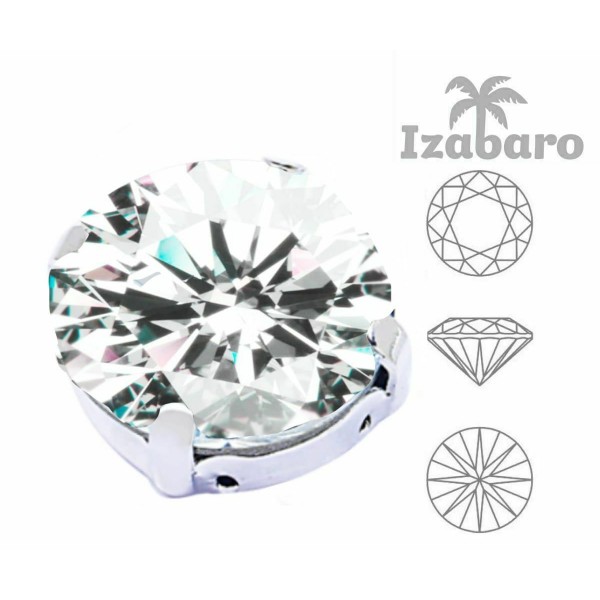 8pcs Izabaro Crystal 001 Round Brilliant Cut Glass Crystals Claviers d'argent 1357 Ss 39 Coudre sur - Photo n°2