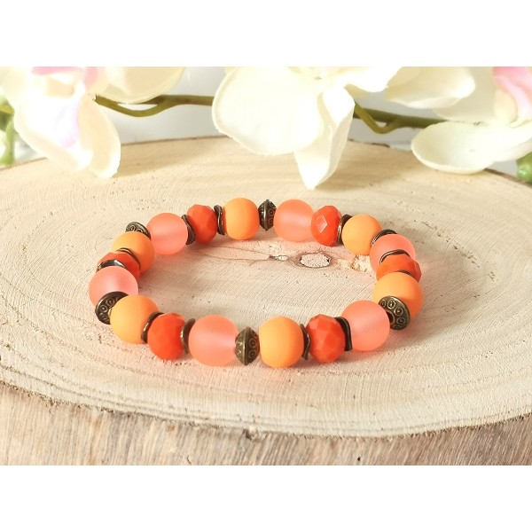 Kit bracelet perles en verre orange - Photo n°1