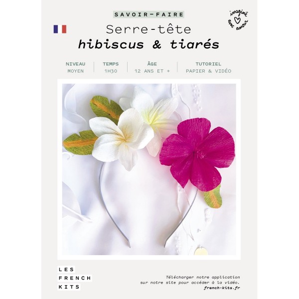 French Kits Fleurs en papier - Serre-tête - Hibiscus & Tiaré - Photo n°1