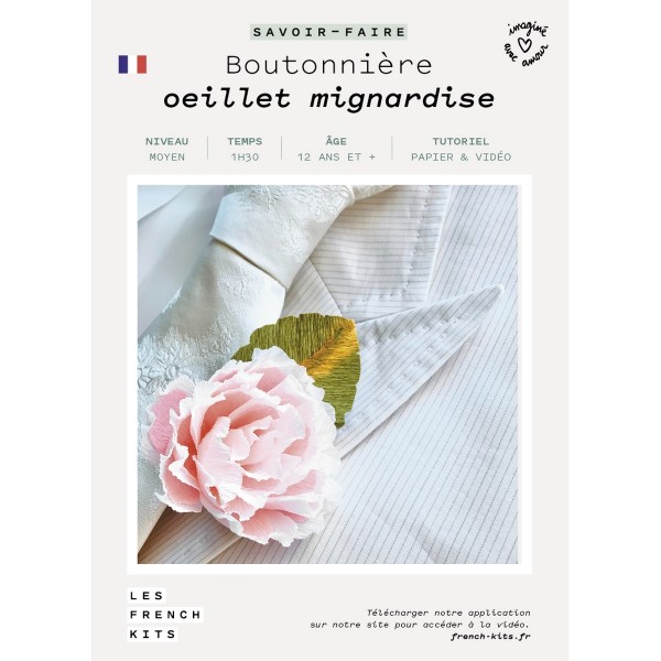 French Kits Fleurs en papier - Boutonnière - Oeillet mignardise - Photo n°1