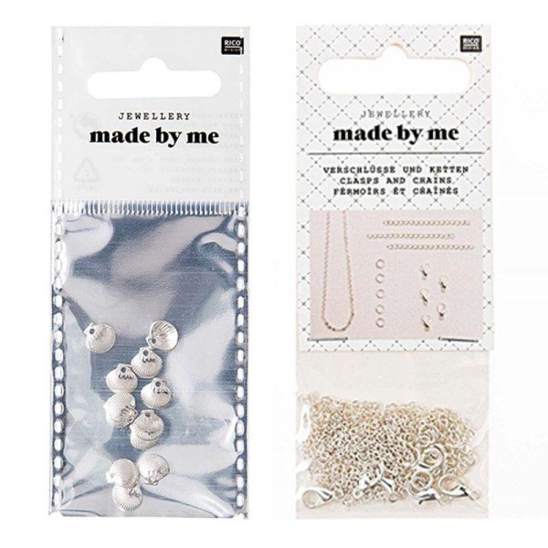 12 Mini Perles Coquillages + Fermoirs Épais Et Chaînes Argentés - Photo n°1