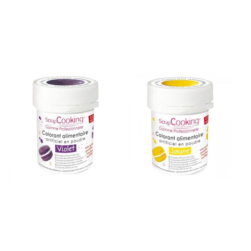 2 Colorants Alimentaires En Poudre - Jaune-Violet - Colorant