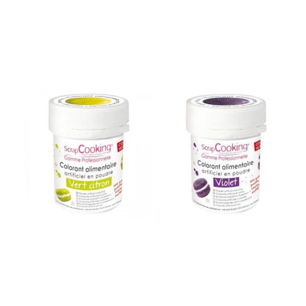 2 Colorants Alimentaires En Poudre - Violet-Vert Citron - Photo n°1