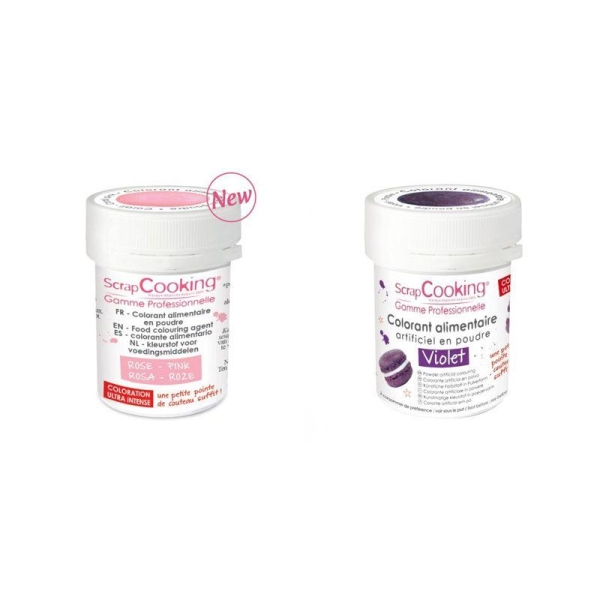 2 Colorants Alimentaires En Poudre - Violet-Rose Poudré - Photo n°1