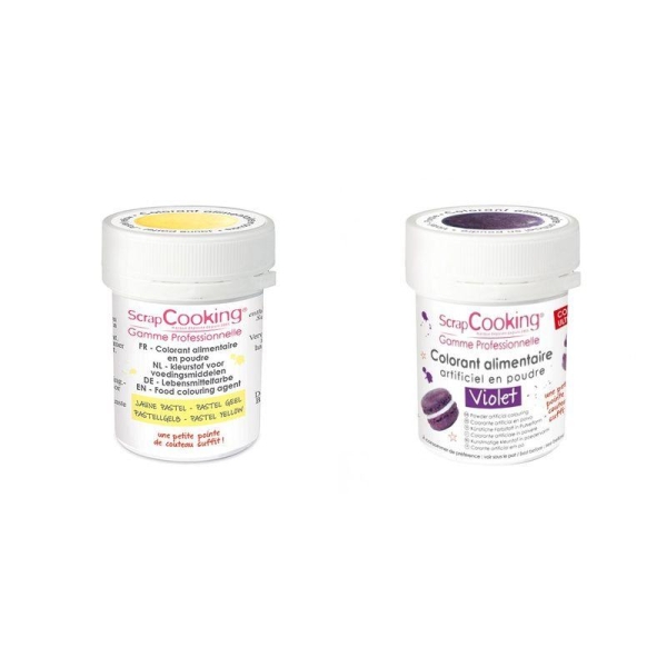 2 Colorants Alimentaires En Poudre - Violet-Jaune Pastel - Photo n°1
