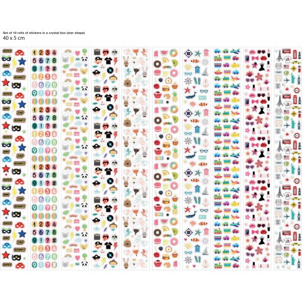 Gommettes - Stickers - Boîte de 940 pièces - Animaux - Voiture - Chiffres - Photo n°2