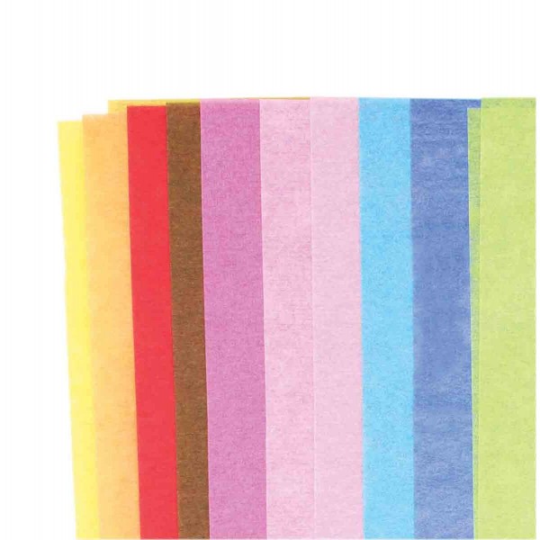 Papier de soie - 10 feuilles - 66 x 50 cm - assortiment de couleur - Photo n°1