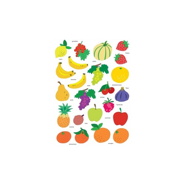 Gommettes pour enfant - Fruits banane pomme fraise - 2 planches - 46 pièces  - Kit gommettes - Creavea