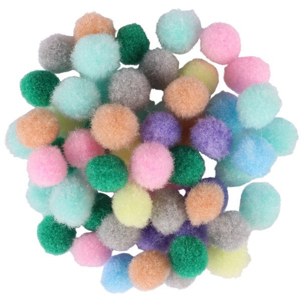 Pompons - Assortiment couleurs pastels - 0,8 cm de diamètre - 200 pièces - Photo n°1