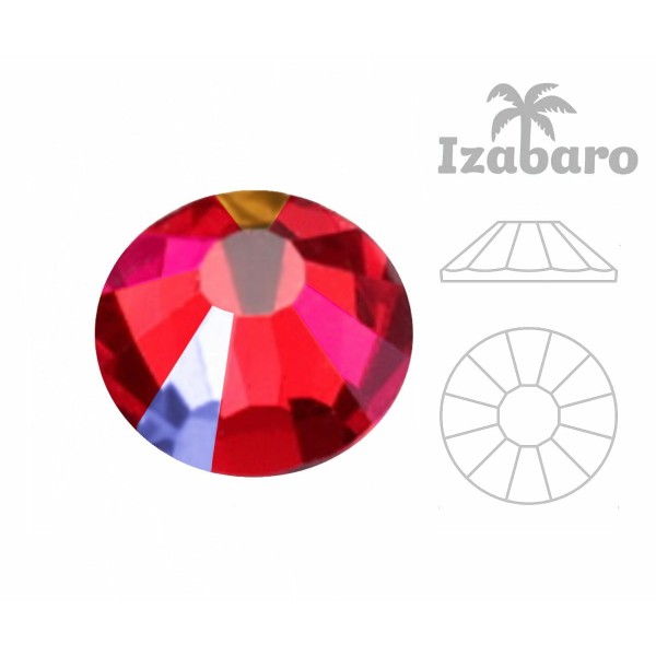 144 pièces Izabaro Cristal Lumière Siam Rouge Aurore Boreale Ab 227ab Correctif Ss20 Rose Ronde Dos - Photo n°2