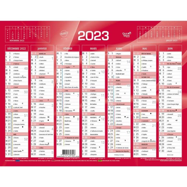 Calendrier de banque rouge 2023, 270 x 210 mm - Photo n°1
