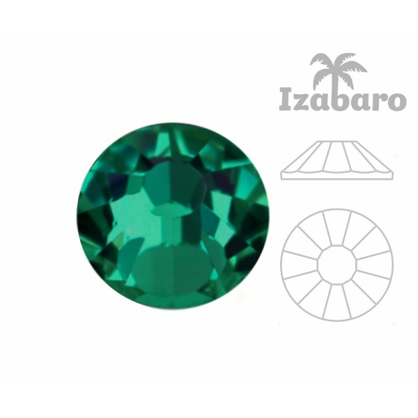 144pcs Izabaro Crystal Émeraude Vert 205 Ss12 Soleil Round Rose argent plat arrière cristaux de verr - Photo n°2