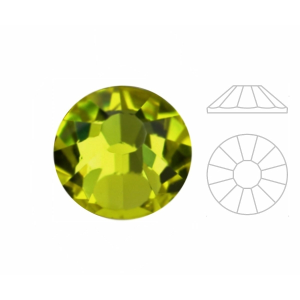 144pcs Izabaro Crystal Olivine vert 228 Ss12 Soleil rond rose argent plat arrière cristaux de verre - Photo n°1