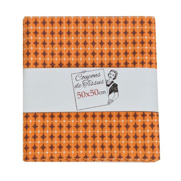 Coupon de tissu en coton 50x50 coll. Aglaé orange - Photo n°1
