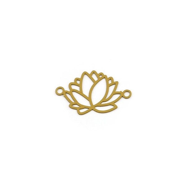 PS11216312 PAX 5 Estampes pendentif connecteur filigrane Fleur de lotus 23mm métal couleur Moutarde - Photo n°1