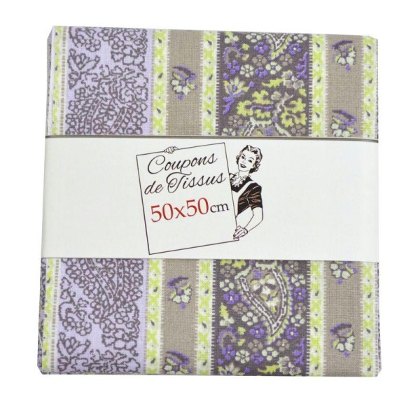 Coupon de tissu en coton 50x50 coll. Bandana violet - Photo n°1