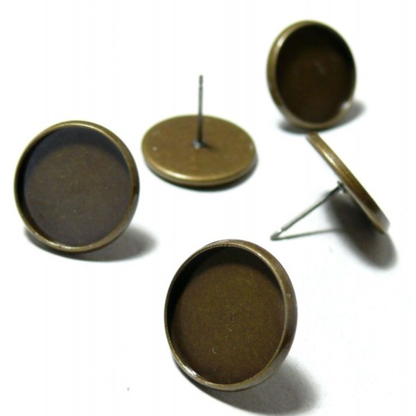 PAX 10 Supports de Boucle d'oreille Puce Laiton couleur Bronze 8mm - Photo n°1