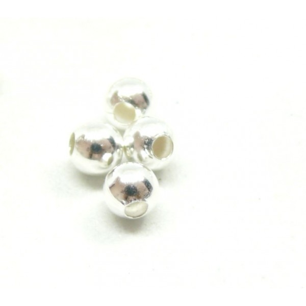 KK0133010DS  PAX 20 Perles Intercalaires Bille 5 mm, laiton Plaqué Argent 925 - Photo n°1