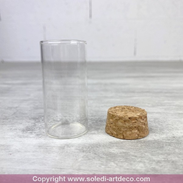 Lot de 5 petits tubes en verre, 6 cm, avec bouchon de liège, éprouvette, Soliflore diam. 29 mm - Photo n°2