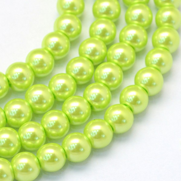 Fil de 138 perles rondes en verre nacré 6 mm fabrication bijoux ANIS - Photo n°2