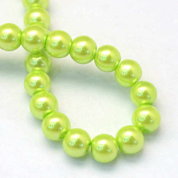 Fil de 138 perles rondes en verre nacré 6 mm fabrication bijoux ANIS - Photo n°1