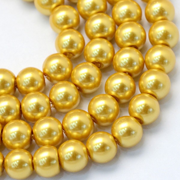 Fil de 138 perles rondes en verre nacré 6 mm fabrication bijoux DORE - Photo n°2