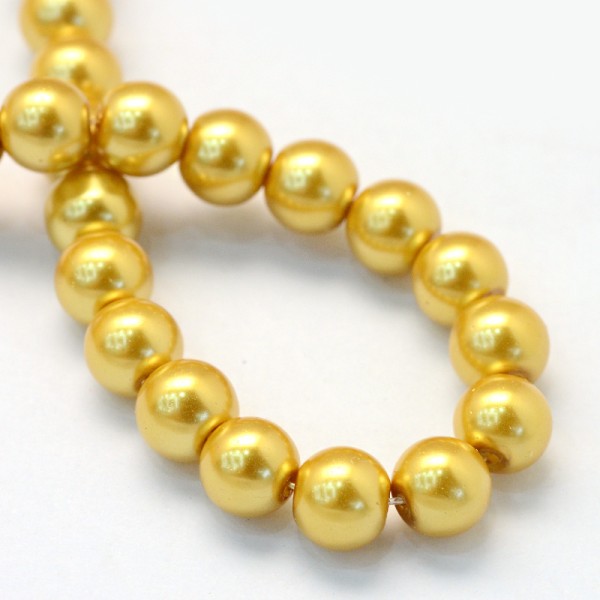 Fil de 138 perles rondes en verre nacré 6 mm fabrication bijoux DORE - Photo n°1