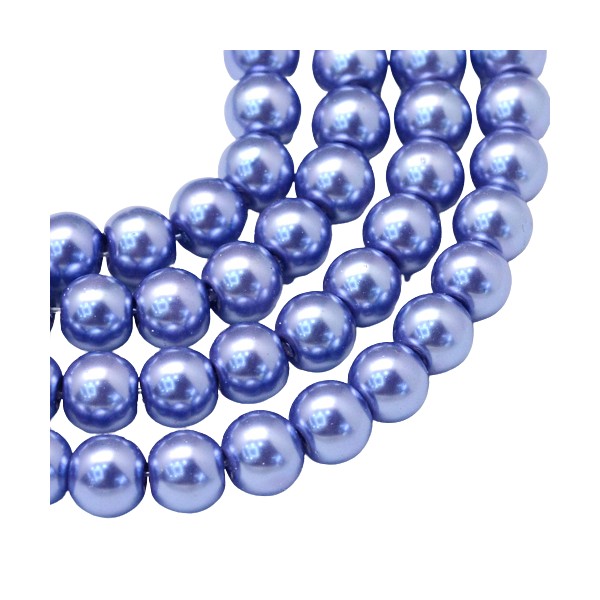 Fil de 138 perles rondes en verre nacré 6 mm fabrication bijoux BLEU - Photo n°2