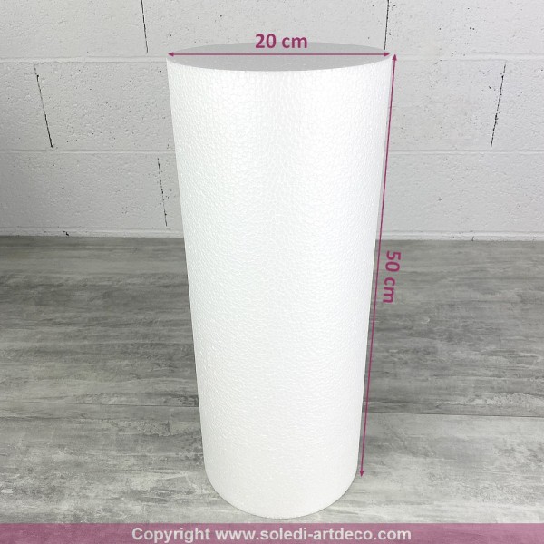 Cylindre en polystyrène diam. 20 x haut. 50 cm, Colonne en Styropor blanc pour présentoir, de densit - Photo n°2
