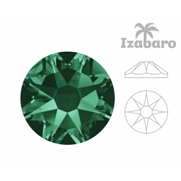 144pcs Izabaro cristal émeraude vert 205 étoile ronde rose or plat arrière cristal de verre 2088 Iza - Photo n°2