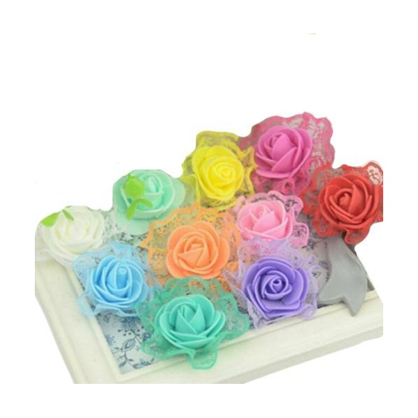 10pcs Mix Color Pe Foam Lace Décorations de Rose Artificielles, Wreath Craft, Décor Maison, Party Di - Photo n°1