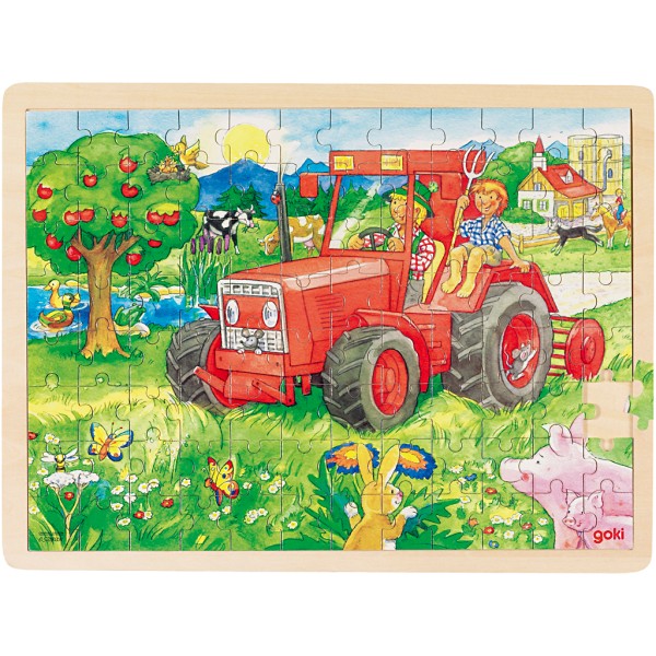 Puzzle en bois tracteur 1 pc - Photo n°1